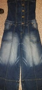Baby Phat Denim Strapless Jumpsuit Romper